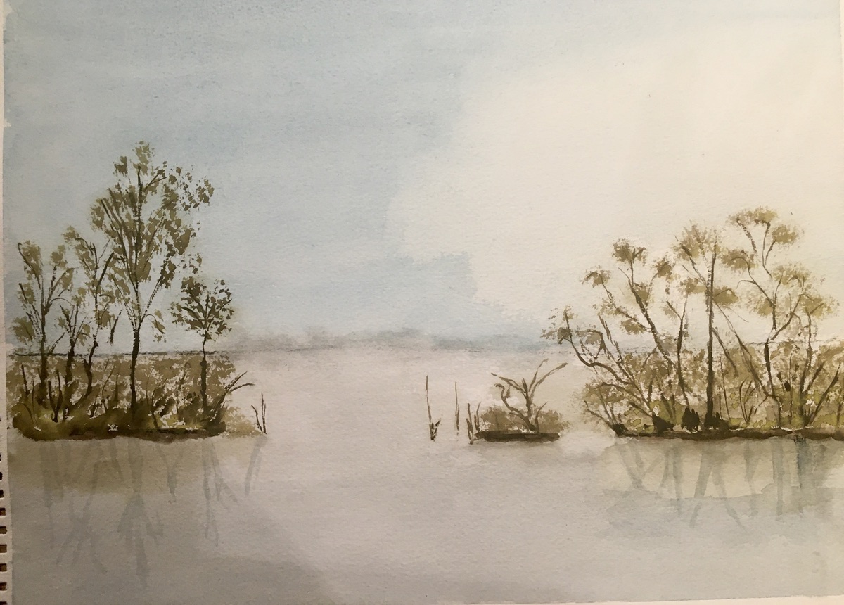 Stilhed ved søen – Silence by the lake 32 x 42 cm.  (202)