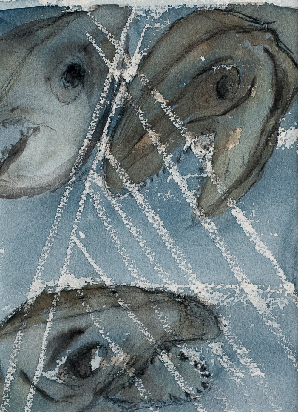 Abstraktion over fisk ved "hjeller", 37x46, (026)
