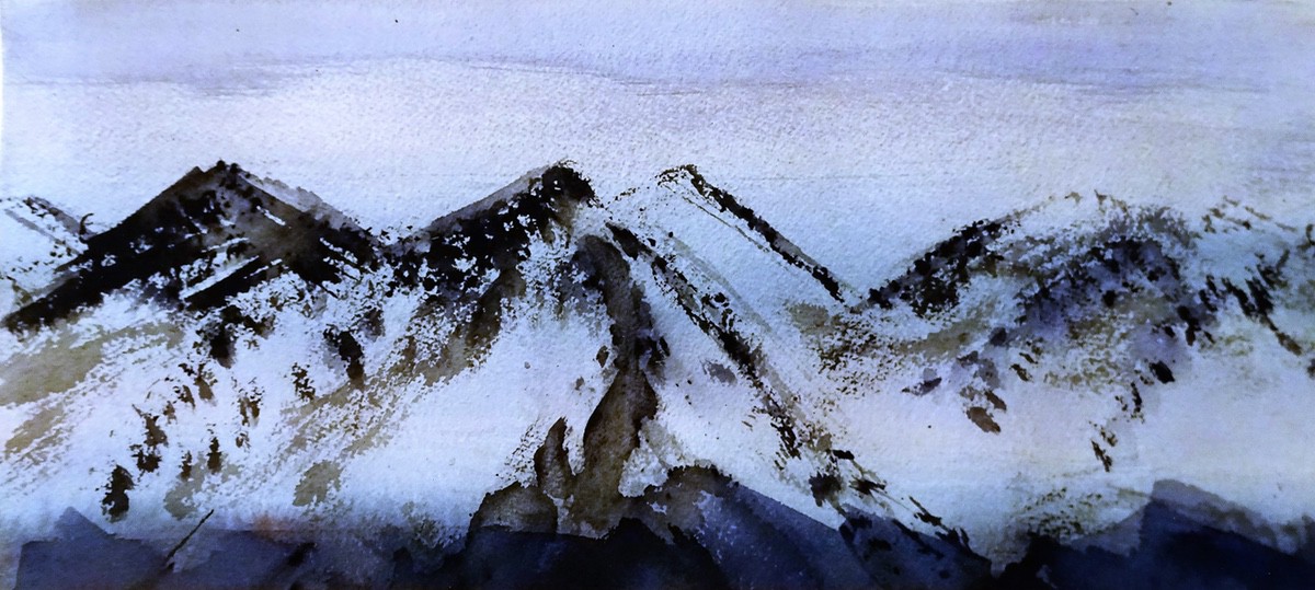 Udsnit af bjerge, 40 x 80 cm, (60)
